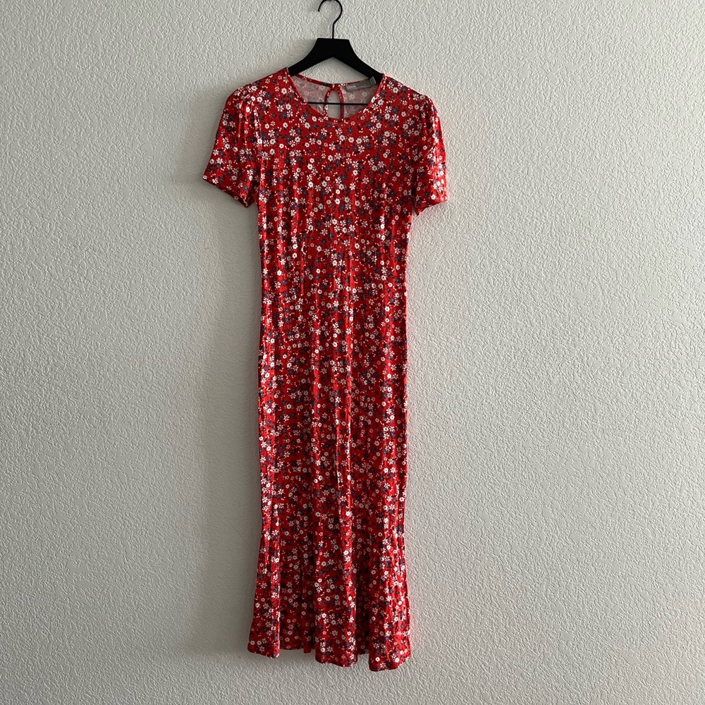 ASOS Red and White Floral Midi Dress